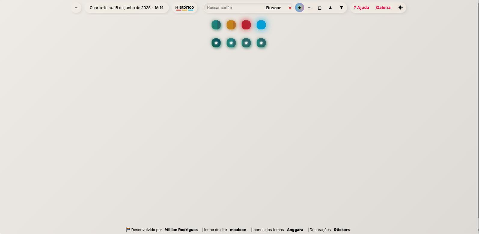 Menu do site em 18 de Junho de 2025